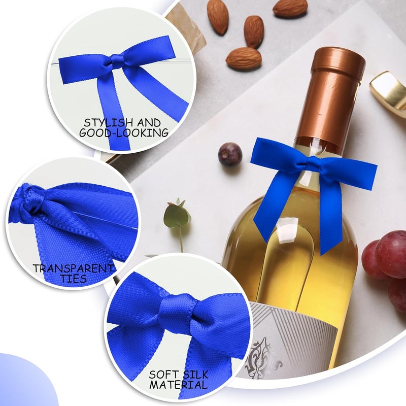 Sokfone 50 Counts Blue Satin Ribbon Bows - Twist Tie Design for Gift Wrapping Treat Bags, Gift Bags, Bridal Shower Decor, Bakery Candy Bags and Package Decorating Ribbon Bow - Image 2